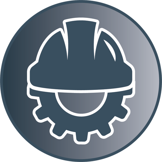 Icon for silt showing a gear with a hard hat on it
