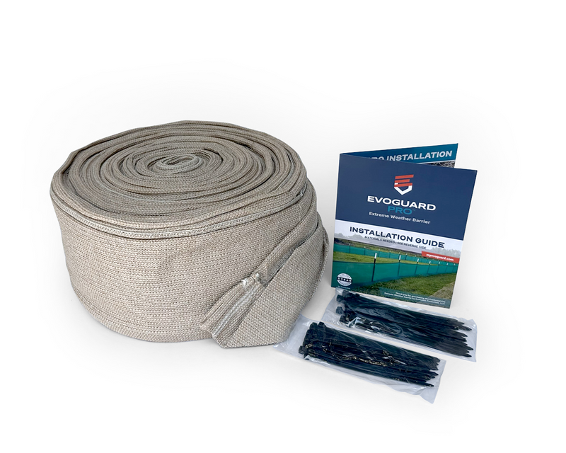 Load image into Gallery viewer, Partially unraveled tan evoguard pro 2x100 next to installation guide