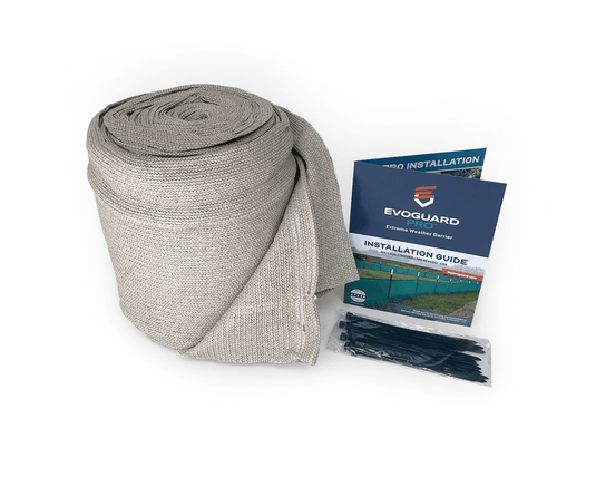 Partially unraveled evoguard pro 3x50 next to installation guide